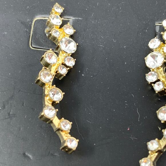 Baublebar Climber Earrings Gold Tone Metal Rhinestones NEW - Picture 2 of 3